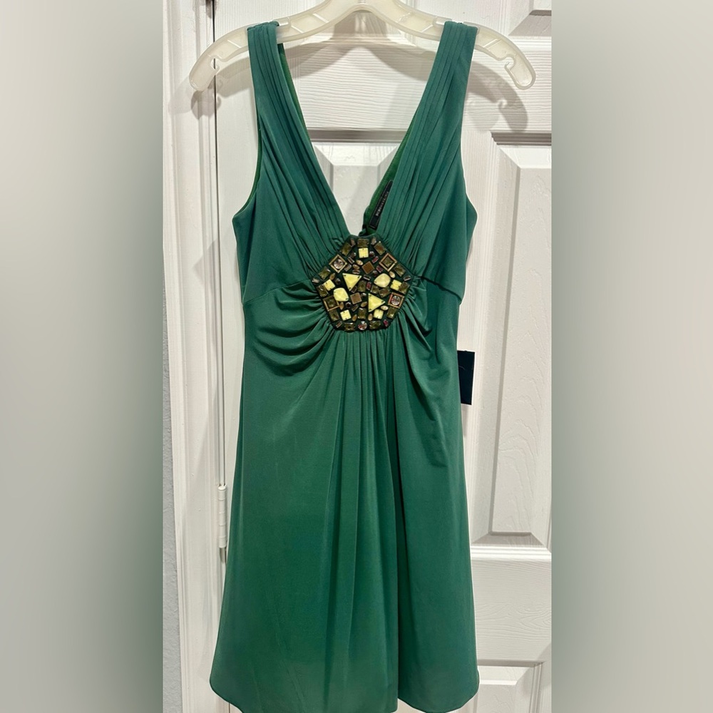 NWT BCBG Maxazria Green Embellished, Cocktail dress, size Small.